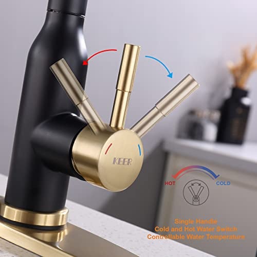 Keer Touch Kitchen Faucet,KEER Smart Kitchen Sink Faucet with Pull Down Sprayer, Touch on Activated Kitchen Bar Sink Faucet Brushed Nickel, Stainless Steel (Matte Black Gold) - Image 5