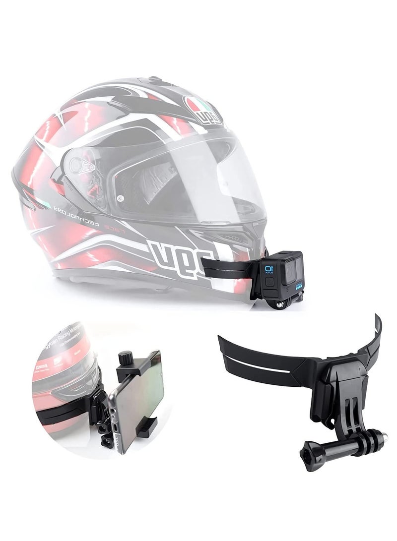 Y&D Motorcycle Helmet Chin Mount Kit for Gopro and Mobile Phone Adhesive with Phone Clip GoPro Hero 10/9/8/7/6/5 DJI Osmo Action Action Camera Smartphone  - Image 1