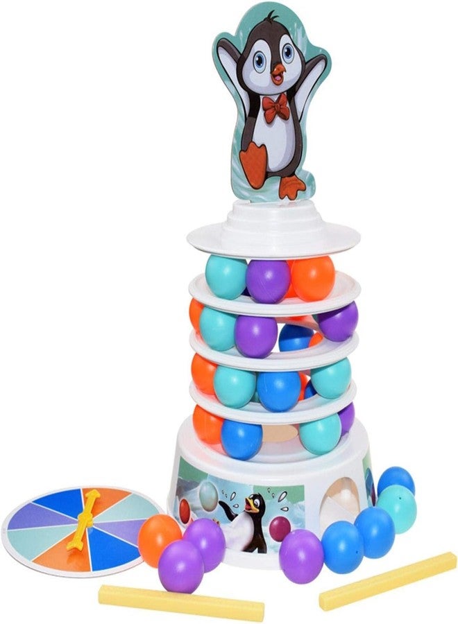 لعبة Yeipis Penguin Tower Tabletop Tower Falling Ball، لعبة تفاعلية للأطفال من عمر 3 سنوات فما فوق، لعبة عائلية متعددة اللاعبين لتنمية التوازن والمهارات مع كرات ملونة ودوارة، لعبة داخلية للأولاد والبنات - Image 1
