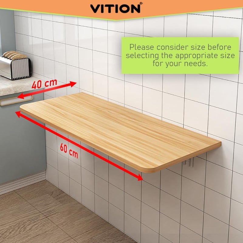 VITION Computer Wall Mount Stand Folding Wall-Mounted Drop-Leaf Table,Metal Folding Shelf Bench Table Bracket (Tan, 40 X 60 cm) - Image 2