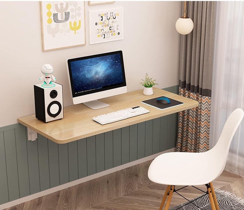 VITION Computer Wall Mount Stand Folding Wall-Mounted Drop-Leaf Table,Metal Folding Shelf Bench Table Bracket (Tan, 40 X 60 cm) - Image 5