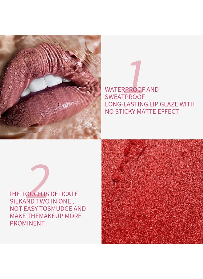 Julystar - Nude Lipstick Matte Liquid Lipstick Set Long-Lasting Wear Non-Stick Cup Not Fade Waterproof Lip Gloss Set for Women And Girl - Image 1