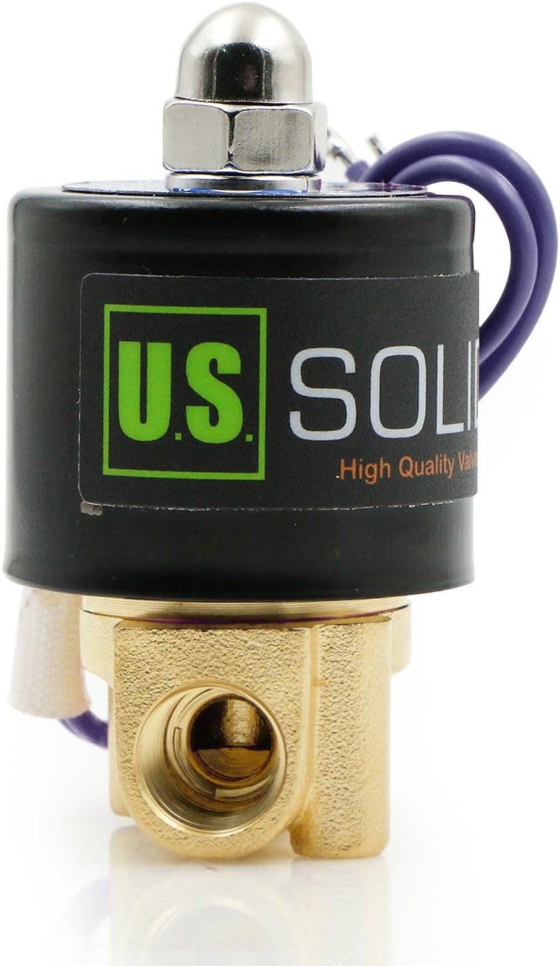 U.S. Solid 1/4" Brass Electric Solenoid Valve - 12V DC, VITON Gasket, Direct Acting, Normally Closed for Air, Gas, Fuel Applications - Image 2