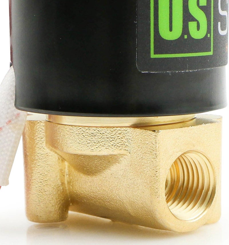 U.S. Solid 1/4" Brass Electric Solenoid Valve - 12V DC, VITON Gasket, Direct Acting, Normally Closed for Air, Gas, Fuel Applications - Image 5