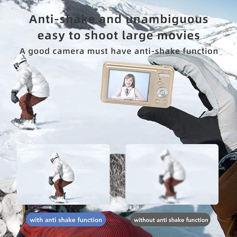 Gold 48MP Digital Camera 8x Optical Zoom Vlogging Camera with LED Fill Light for Beginners Students Adults - Image 4