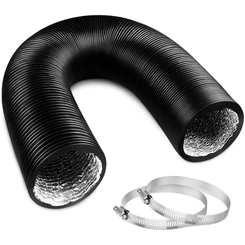 YIJUHOU 4 Inch 5 Feet Dryer Vent Hose, Flexible Aluminum Air Ducting for HVAC Ventilation, Fan Filter and Grow Tent, 2 Clamps Include - Image 1