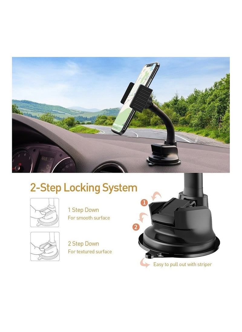 Brave - Car Phone Holder Car Holder Mobile Universal 360 Mobile Stand for Car Dashboard Windshield Compatible for 4.7" to 7" iPhone 15/14/13 series Samsung Galaxy S24 Series and Many More - Image 1