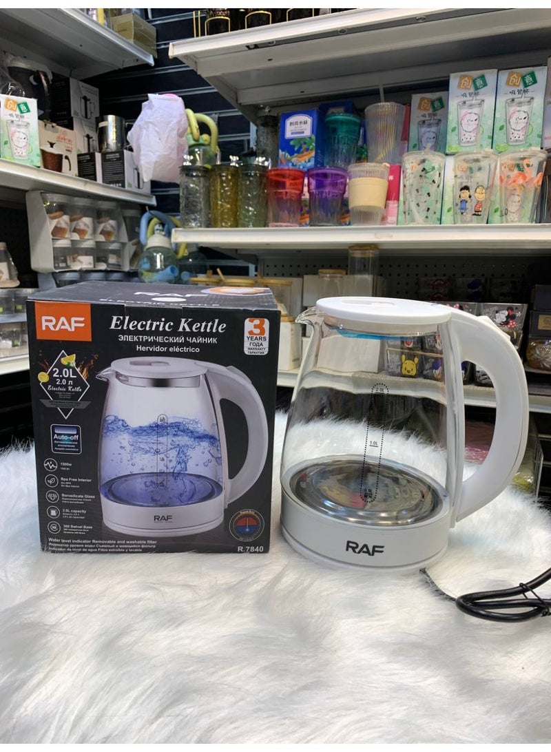 آر إيه أف غلاية كهربائية بيركس شفافة RAF سعة 1.8 لتر بقاعدة استانلس ستيل ضد الصدأ وضمان 3 سنوات - Image 2