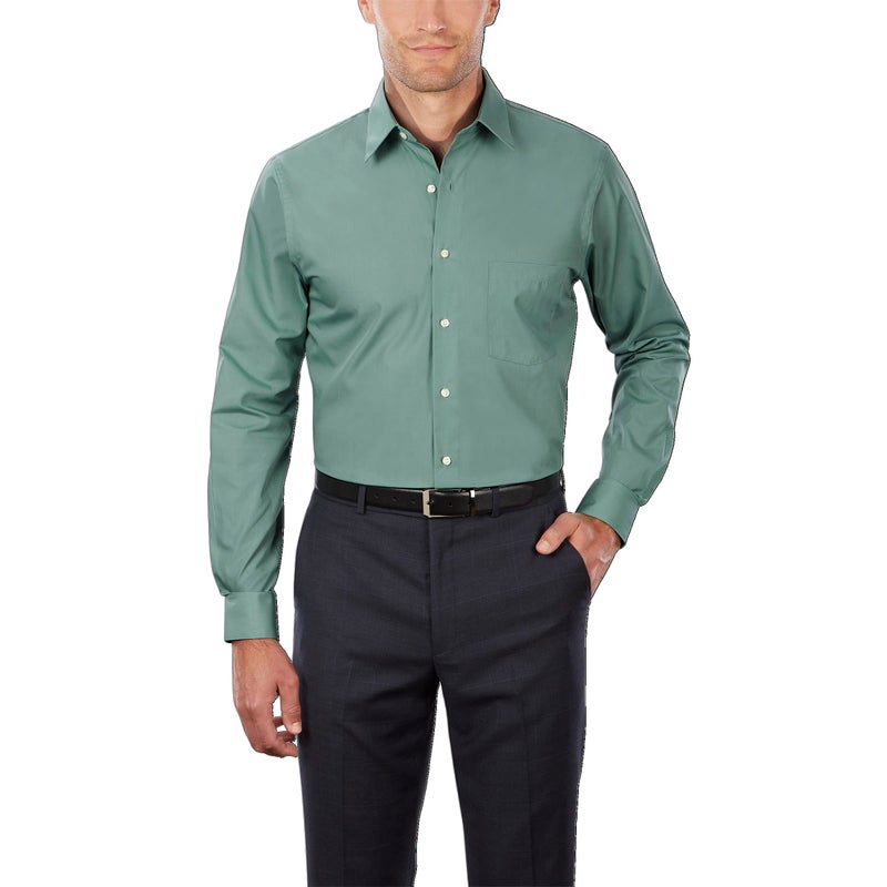 Van Heusen قميص رسمي للرجال من فان هيوزن بتصميم عادي من قماش البوبلين، ضباب المحيط، 18.5" للعنق 32"-33" للكم - Image 1