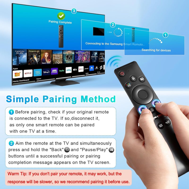 Tendodo Voice Remote for Samsung Smart TV Remote Control Replacement BN59-01330A RMCSPR1AP1 with Voice Function for Samsung Frame Crystal UHD Neo QLED OLED 4K 8K Smart TVs - Image 3