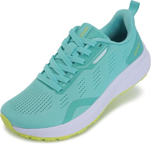 BRONAX Wide Toe Box Tennis Shoes for Women Lightweight Breathable Size 55w Stylish Athletics Gym Sports Sneakers Walking Pregnancy Fashion Female Footwear Green 36 - Image 1