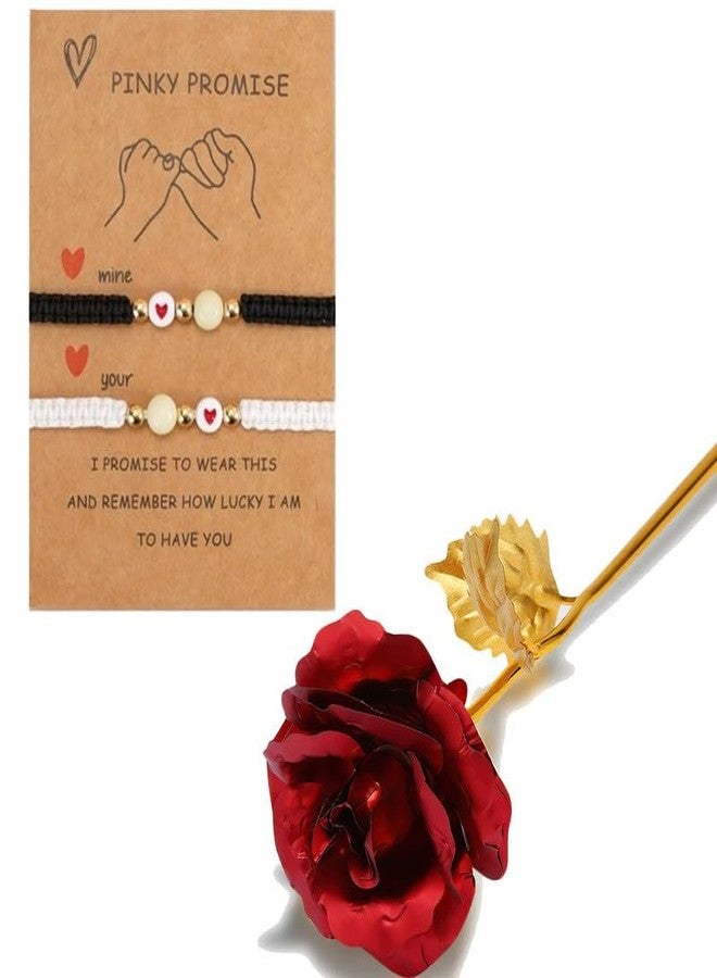 Thrillz Valentine Gift For Girlfriend Couple Bracelet For Men Women Heart Promise Bracelets With Golden Flower Love Gifts - Image 1