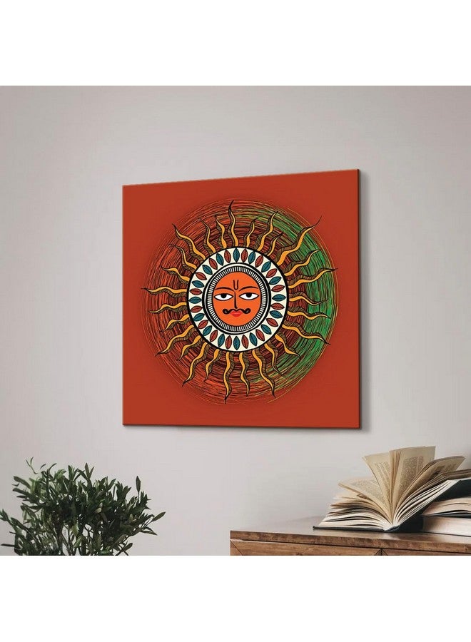 ArtX فن الجدران الكبير من ArtX قماش مدهوباني سوريا، شمس، 22X22 بوصة، مجموعة من 1 - Image 4