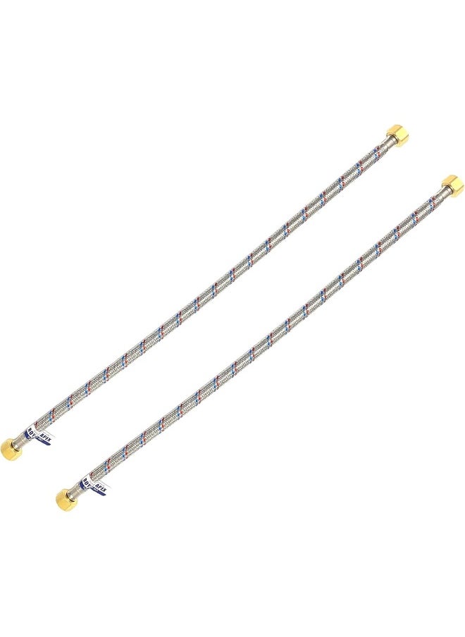 Royal Apex 2 Pcs Stainless Steel Flexible Hose Pipe | Ss Mesh Braided With 1/2 To 1/2 Inch Brass Female Threaded Nut | Water Heater Hose 120,90,60,45,30Cm (30Cm (1/2" To 1/2"))  - Image 1