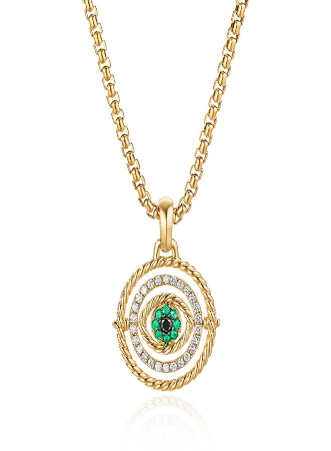 NUZON 2-Tone Interlocking | Sunburst Heart | CZ Evil Eye | Single Pearl | Love Heart Pendant Necklace for Women 18K Gold Chain Necklace Protection Prayer Faith Jewelry, Gold Plated, Cubic Zirconia - Image 1
