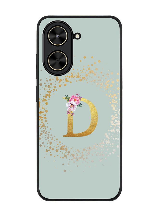 Stylizedd For Xiaomi Poco C71 / Redmi A5 4G Case,Slim fit Camera Protection, Shockproof Thin Phone cover  - Custom Monogram Floral - D  (Light Grey ) - Image 1