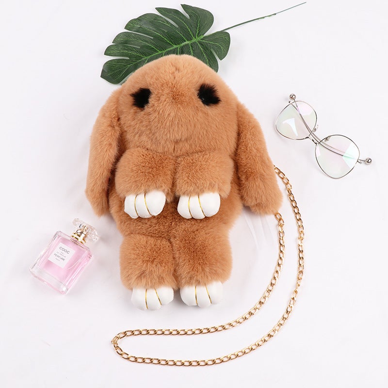 2024 Cute Plush Bunny Crossbody Kids Bag Khakis yellow 