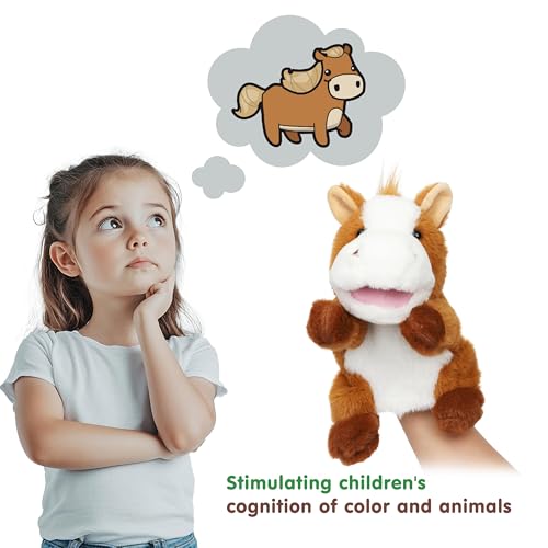 Easfan Horse Hand Puppet with Movable Mouth Interactive Storytelling Cute Soft Plush Toy Creativity and Imagination Easter Christmas Birthday Gifts for Toddlers Kids10 - Image 5