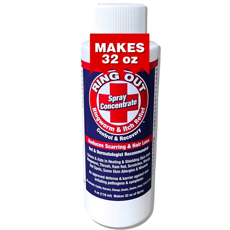 Ring Out - Control and Help Ringworm for Cats, Dogs, Sheep, Goats, Cattle, Horses, all Pets and Livestock makes 32 oz. of Spray - Image 1