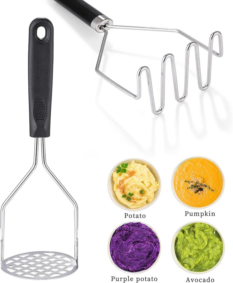 OLULU 2PCS Potato Masher, Heavy Duty Stainless Steel Mashed Potatoes Masher, Masher Kitchen Tool for Avocado, Potatoes, Beans, Meat, Vegetables, 10.24inch, Dishwasher Safe - Image 5