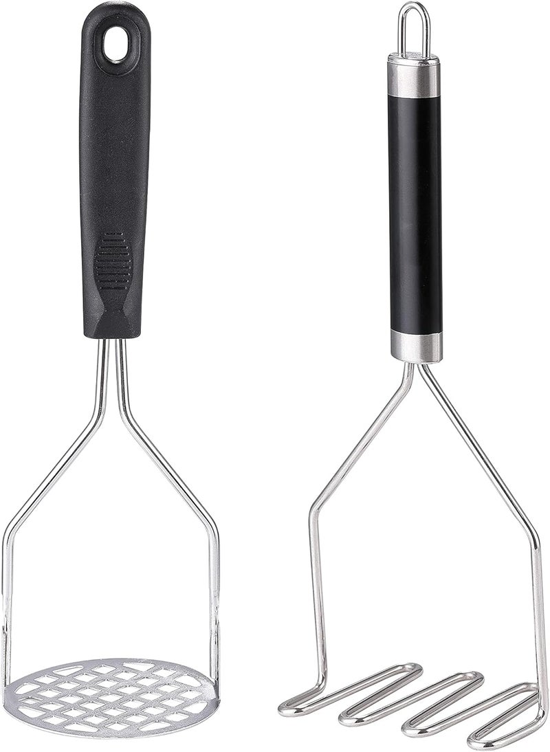 OLULU 2PCS Potato Masher, Heavy Duty Stainless Steel Mashed Potatoes Masher, Masher Kitchen Tool for Avocado, Potatoes, Beans, Meat, Vegetables, 10.24inch, Dishwasher Safe - Image 1