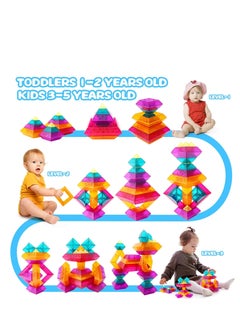 KASTWAVE Pyramid Stacking Blocks Toys, Montessori Toys, for Toddlers 2 3 4 5 6 Year Old, 30 Pcs Building Blocks for Toddlers, STEM Preschool Educational Toy Gifts for Toddlers Boys Girls  - Image 4