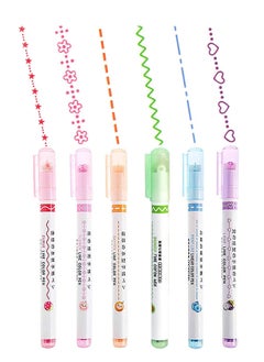 6-Piece Curve Highlighter Pen Set with 6 Different Shapes