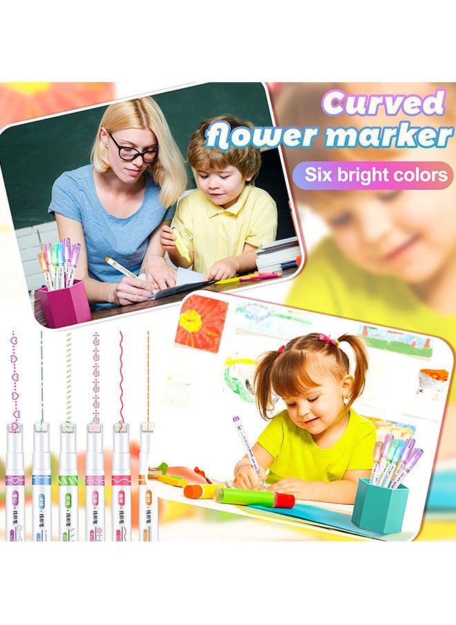 Generic - 6-Piece Curve Highlighter Pen Set with 6 Different Shapes - Image 1