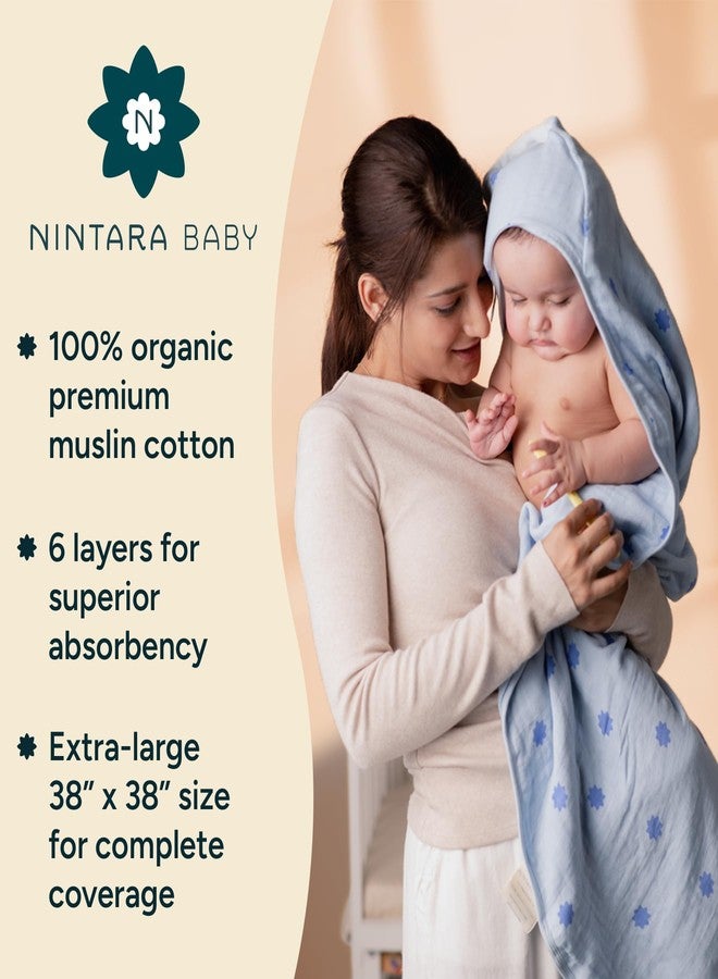 NINTARABABY Hooded Towel - 100% Organic Premium Muslin Cotton, 38" x 38" (96 cm x 96 cm), Ultra-Absorbent, Soft, Breathable, Extra-Large, Hypoallergenic, Gifts for Infants & Toddlers - Image 3
