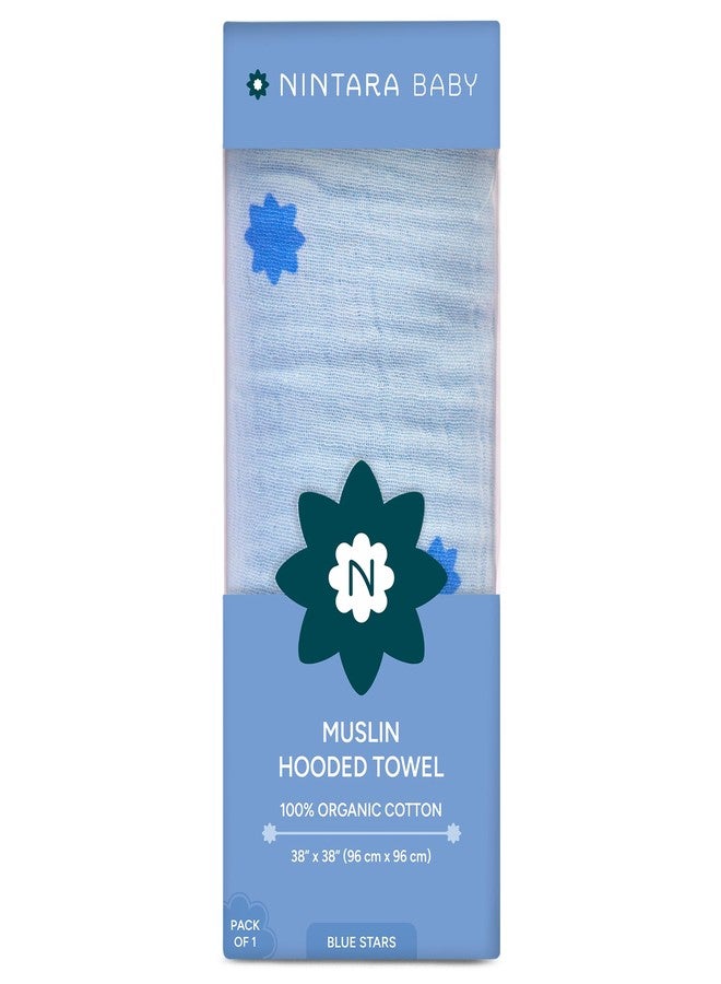 NINTARABABY Hooded Towel - 100% Organic Premium Muslin Cotton, 38" x 38" (96 cm x 96 cm), Ultra-Absorbent, Soft, Breathable, Extra-Large, Hypoallergenic, Gifts for Infants & Toddlers - Image 1