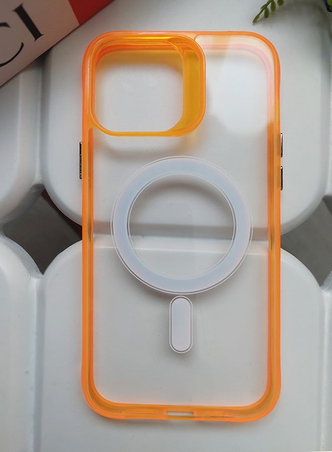 Magsafe Case for iPhone 14 Magsafe Clear Cover Magnetic Wireless Charging Support, Shockproof Protection, Scratch-Resistant for iPhone 14 - Orange - Image 1