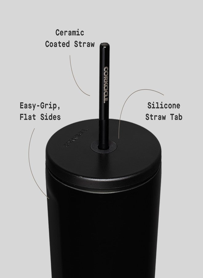 Corkcicle Tumbler with Straw and Spill Proof Lid, Reusable Water Bottle, Triple Insulated Stainless Steel Travel Mug, BPA Free, Keeps Beverages Cold for 9 Hours and Hot for 3 Hours, Matte Black, 24 oz - Image 4