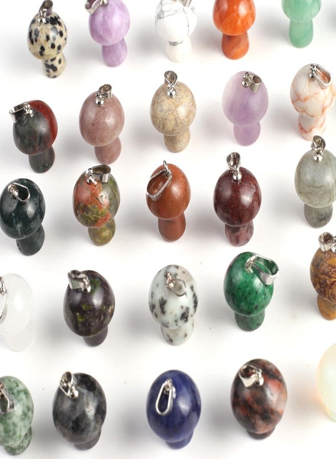 Zotoone 20PCS Natural Stone Pendant Mushroom Shaped Amethyst Rose Quartz Agate Wing Shape Charm For Jewelry Making DIY Necklace Accessory Gift Party - Image 4