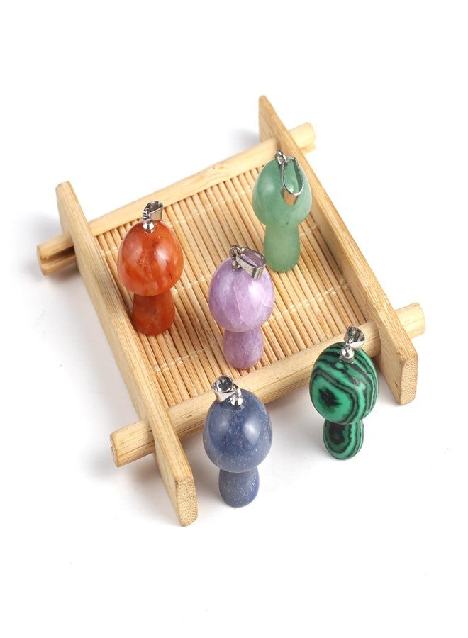 Zotoone 20PCS Natural Stone Pendant Mushroom Shaped Amethyst Rose Quartz Agate Wing Shape Charm For Jewelry Making DIY Necklace Accessory Gift Party - Image 3