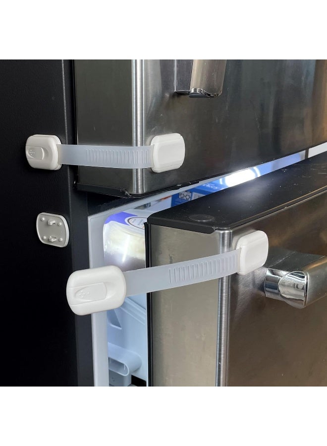 Vmaisi Baby Proofing Cabinet Locks - Childproofing Adjustable Multi Use Straps Latches for Drawers, Fridge, Dishwasher, Toilet Seat, Cupboard, Closet, Oven, Trash Can, Adhesive No Drilling (White) (4) - Image 2