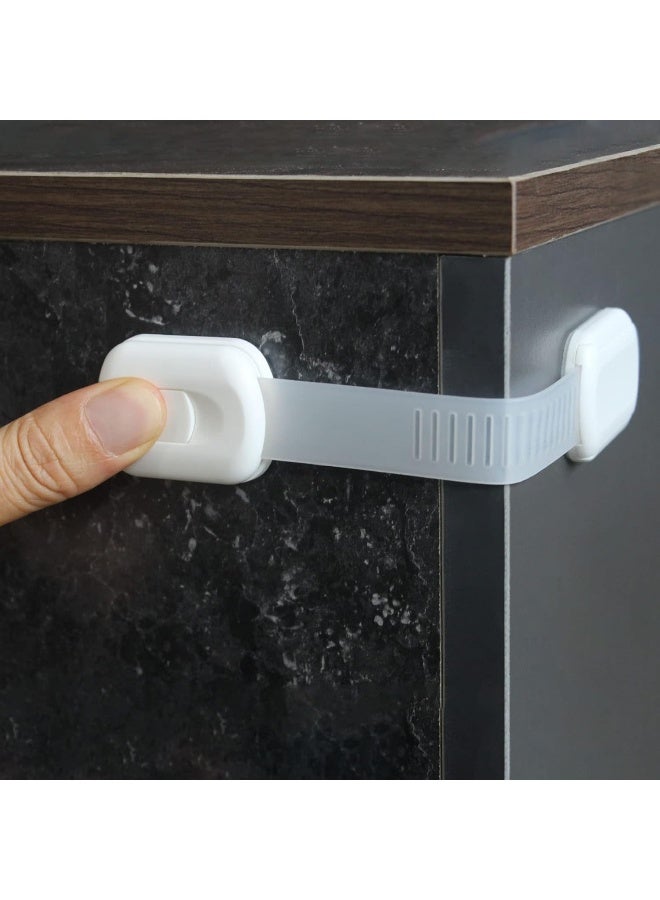 Vmaisi Baby Proofing Cabinet Locks - Childproofing Adjustable Multi Use Straps Latches for Drawers, Fridge, Dishwasher, Toilet Seat, Cupboard, Closet, Oven, Trash Can, Adhesive No Drilling (White) (4) - Image 4