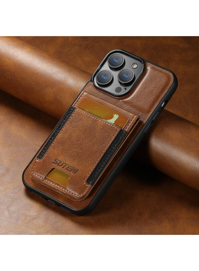 سوتين جراب خلفي لهاتف iPhone 11 Pro Max H03 مصنوع من جلد الشمع الزيتي مع حامل - Image 2