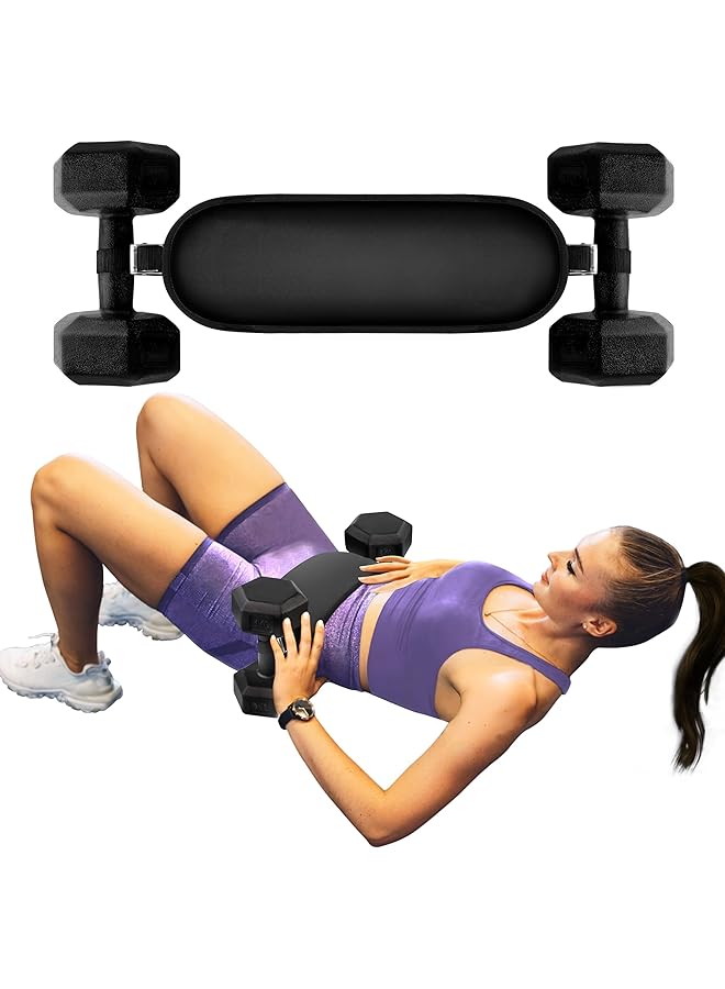 Khazna Double Thick Padded Hip Thrust Belt Non Slip Leather Glute Bridge Support for Dumbbells Kettlebells Grip Plates Stainless Steel Lock for Booty Workouts at Home or Gym  - Image 1