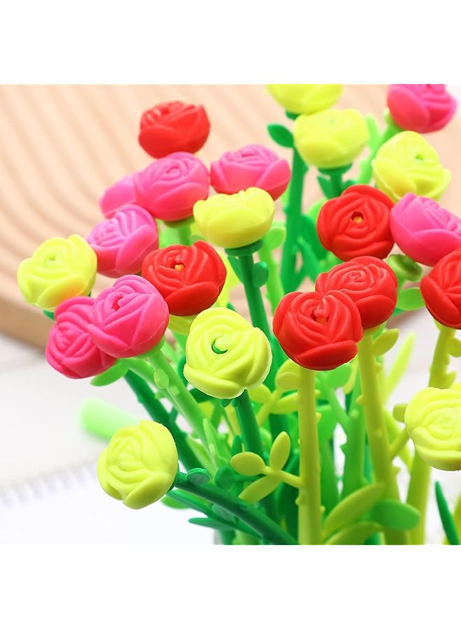 erorex Flower Pens Gifts Artificial Rose Pens 30 Pcs Creative Black 0.5Mm Ink Pens Bulk Wedding Birthday Party Favors Office School For Kids Girls Women Home School Decoration Supplies - Image 5
