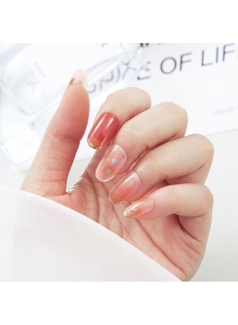 SCHAVO Orange Smudged Mid-length Press on Nails - Image 1