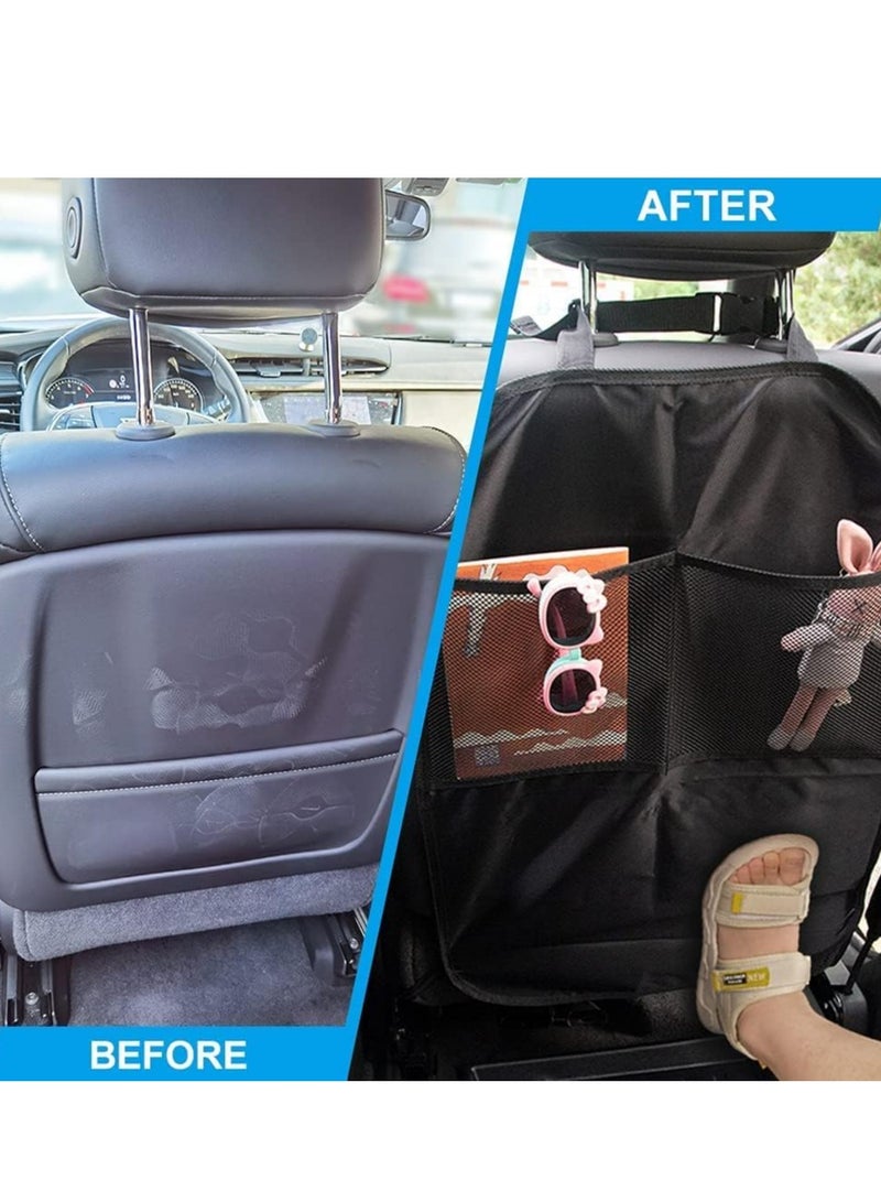 Oasisgalore Car Seat Kick Mats, 2-Pack, with Adjustable Strap, Mesh Pockets, Protects from Stains, Mud, Scratches - Image 4