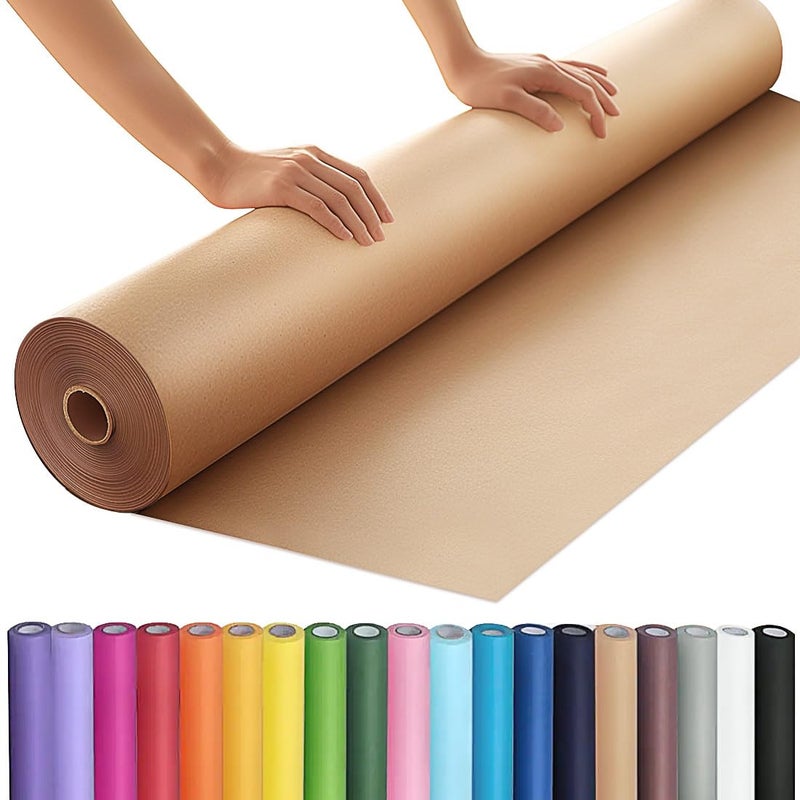 PH PERKHOMY PerkHomy 36" x 2,400" (200') Brown Kraft Paper Roll for Craft Bulletin Board Paper Art Table Covering Crafting Gift Wrapping Bouquet Packing Parcel 70GSM 50LB (Brown, 36" x 200') - Image 1