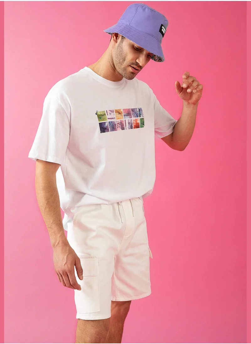DeFacto Oversize Fit Short Sleeve Minimal Slogan Print T-Shirt