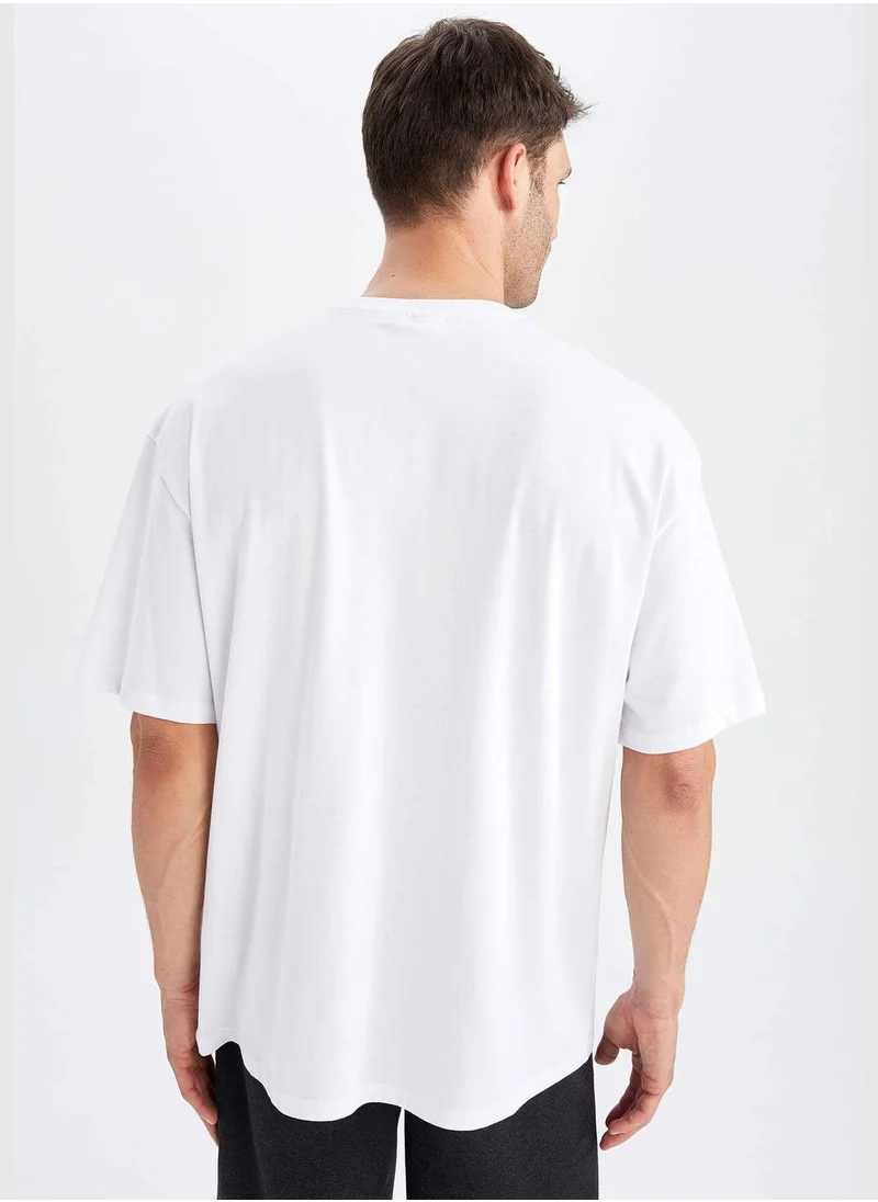 DeFacto Oversize Fit Short Sleeve Minimal Slogan Print T-Shirt