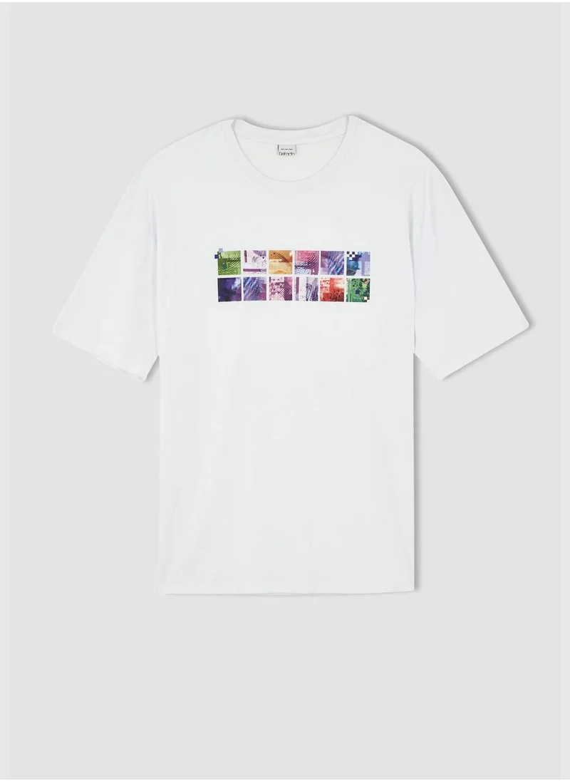 DeFacto Oversize Fit Short Sleeve Minimal Slogan Print T-Shirt