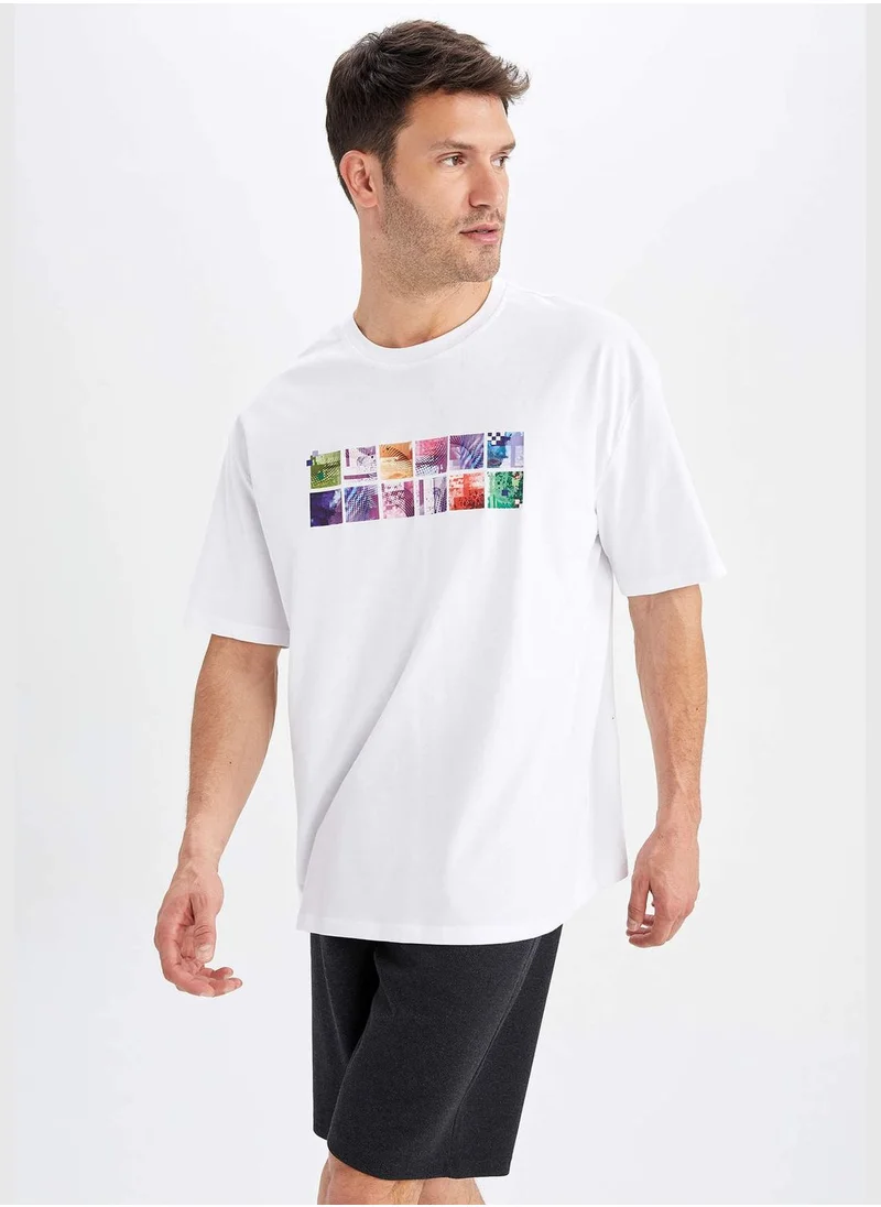 DeFacto Oversize Fit Short Sleeve Minimal Slogan Print T-Shirt