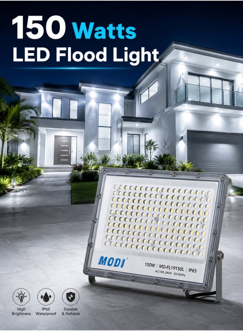 مودي كشاف LED 100 واط، 12000 لومن، خارجي SMD، مقاوم للماء IP65، حماية من الصواعق 4KV، جسم ألمنيوم وبلاستيك، 100-240 فولت للفيلا والحديقة والمستودع - Image 1