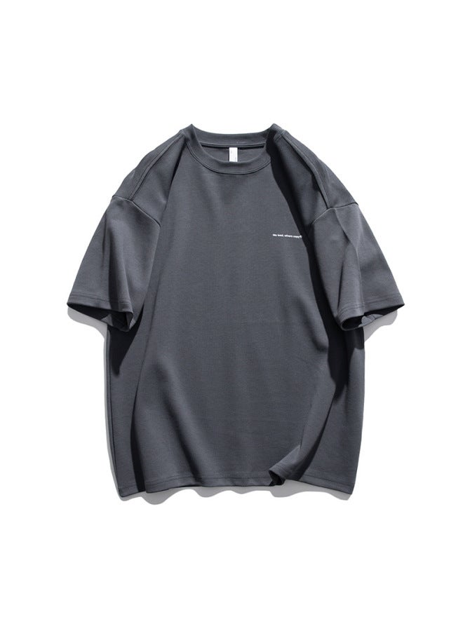 Izexx American 300g Heavy Solid Color Short Sleeve T-shirt Men's Fashion Brand Loose Summer All-match Base Shirt Plus Size Top - Image 1
