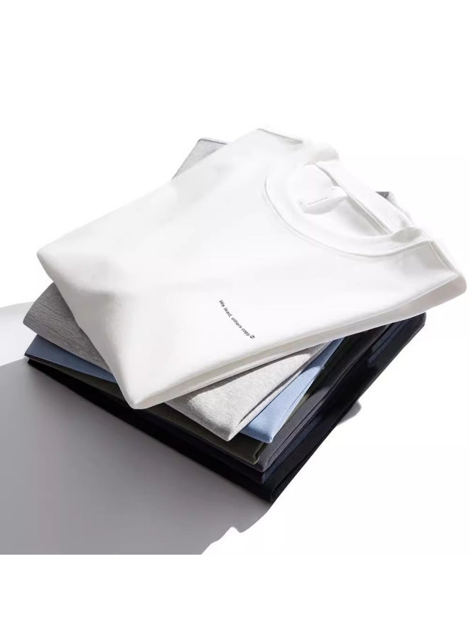 Izexx American 300g Heavy Solid Color Short Sleeve T-shirt Men's Fashion Brand Loose Summer All-match Base Shirt Plus Size Top - Image 4