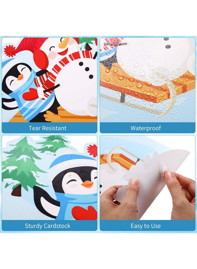Faccito 62 Pieces Winter Bulletin Board Decorations Penguin Snowflake Snowman Cutouts Christmas Tree Cutouts Winter Snow Bulletin Board Set With Glue Point Dots For Winter Christmas Classroom Party Supplies - Image 3